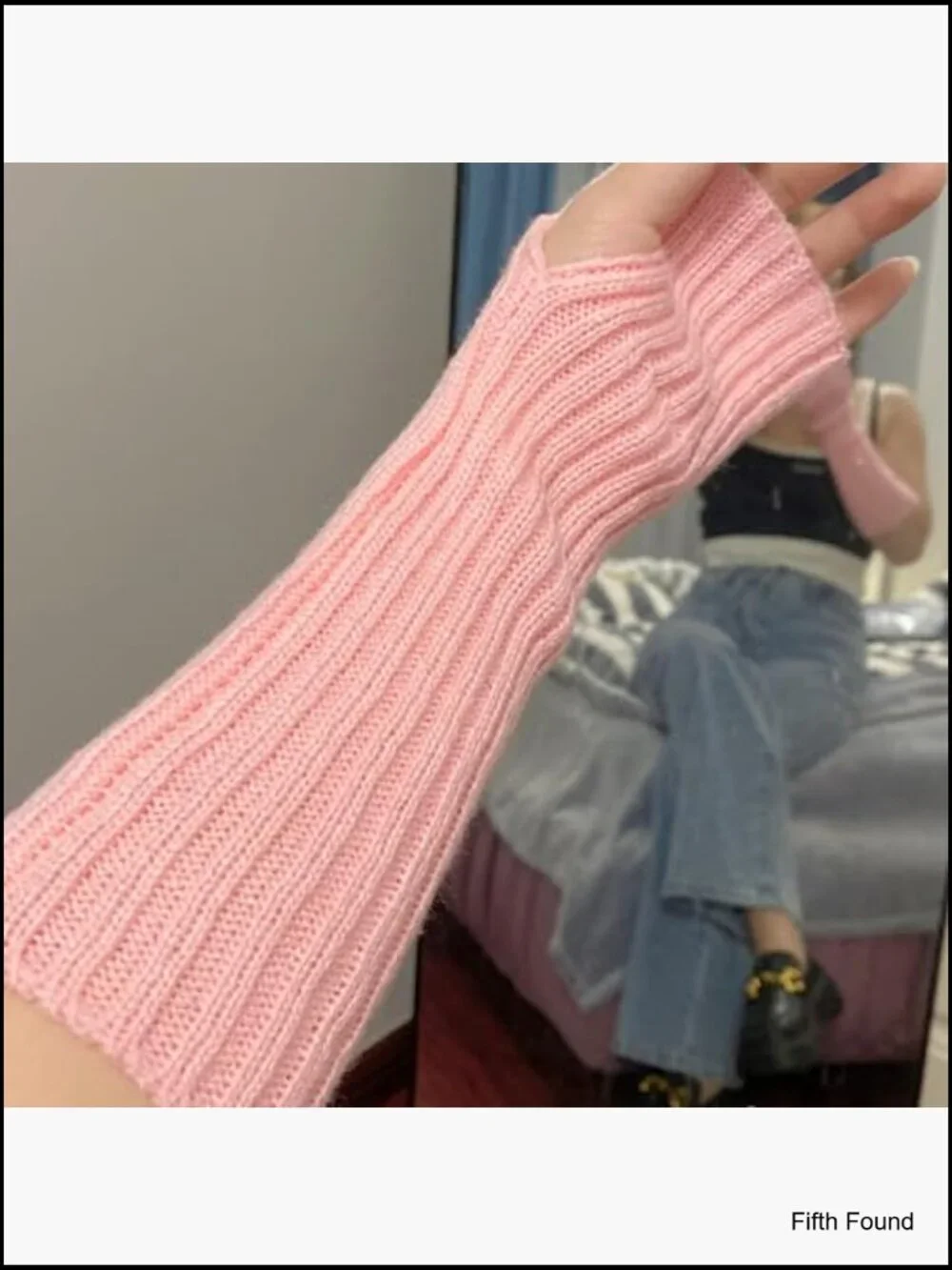 Fingerless Knitted Arm Warmers Goth Gloves Cyber Y2K Harajuku Kawaii Sleeves
